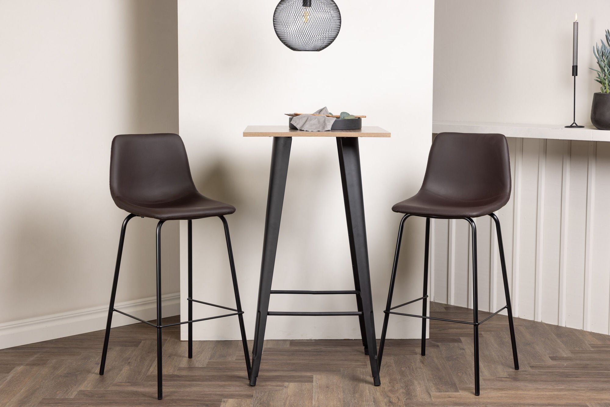 Venture Home Tempe Bar bord - Black / Nature MDF +Alexi Bar stol - Matte black / Dark brown PU _2