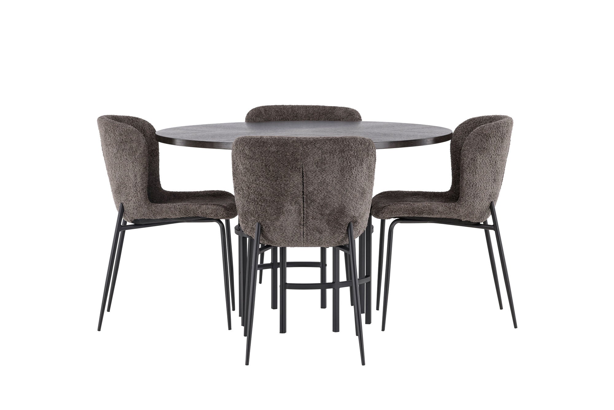 Venture Home Copenhagen spisebord - Black / Mocca Veneer +Modesto Spisebordsstol - Grey / Smoked Black Boucle _4