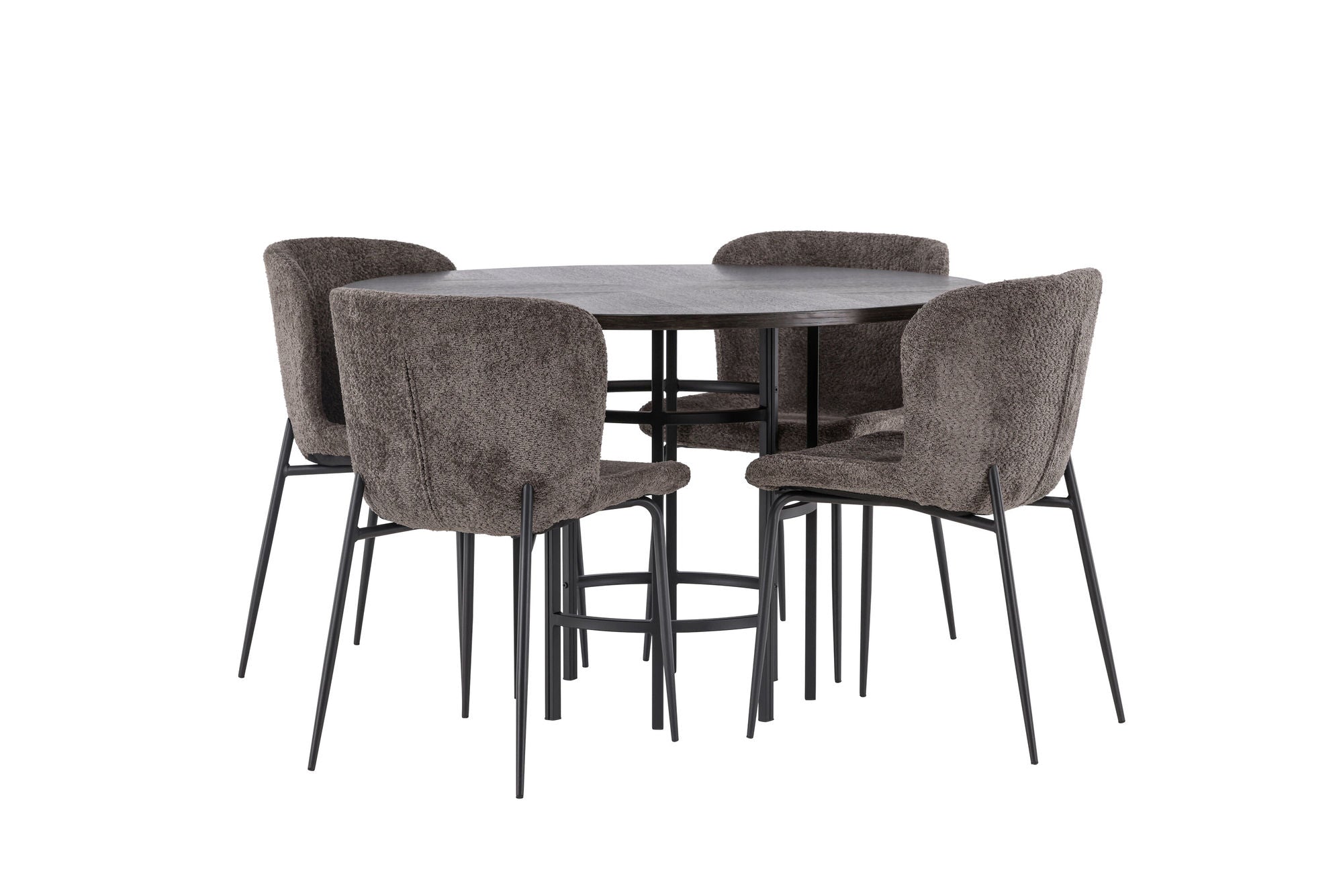 Venture Home Copenhagen spisebord - Black / Mocca Veneer +Modesto Spisebordsstol - Grey / Smoked Black Boucle _4