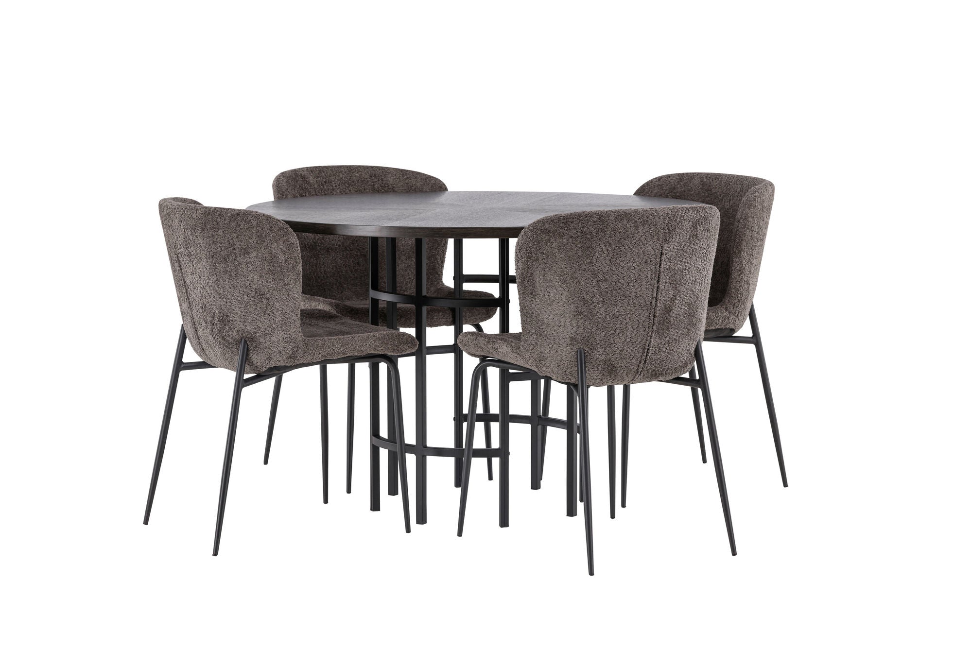Venture Home Copenhagen spisebord - Black / Mocca Veneer +Modesto Spisebordsstol - Grey / Smoked Black Boucle _4