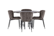 Venture Home Copenhagen spisebord - Black / Mocca Veneer +Modesto Spisebordsstol - Grey / Smoked Black Boucle _4