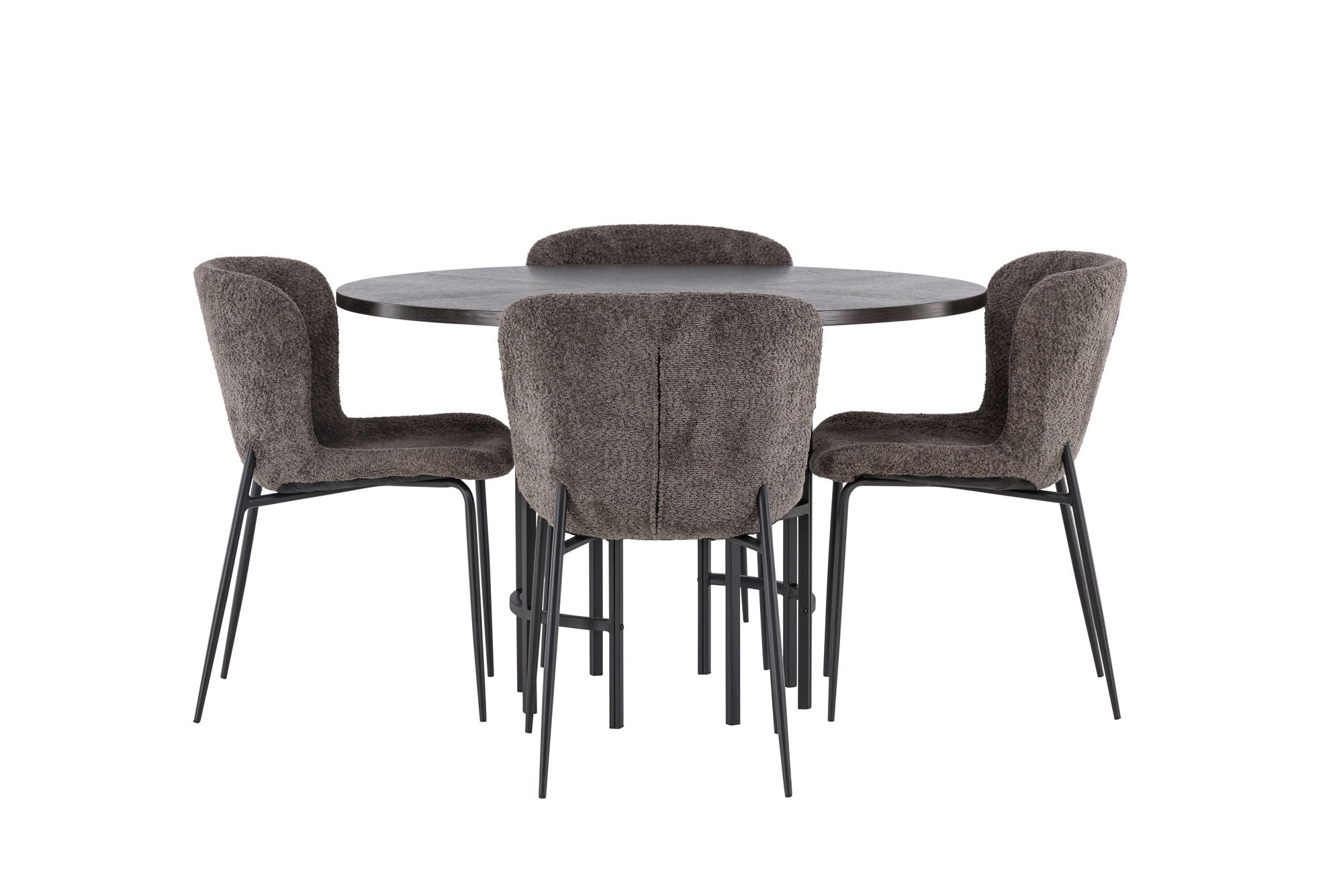Venture Home Copenhagen spisebord - Black / Mocca Veneer +Modesto Spisebordsstol - Grey / Smoked Black Boucle _4