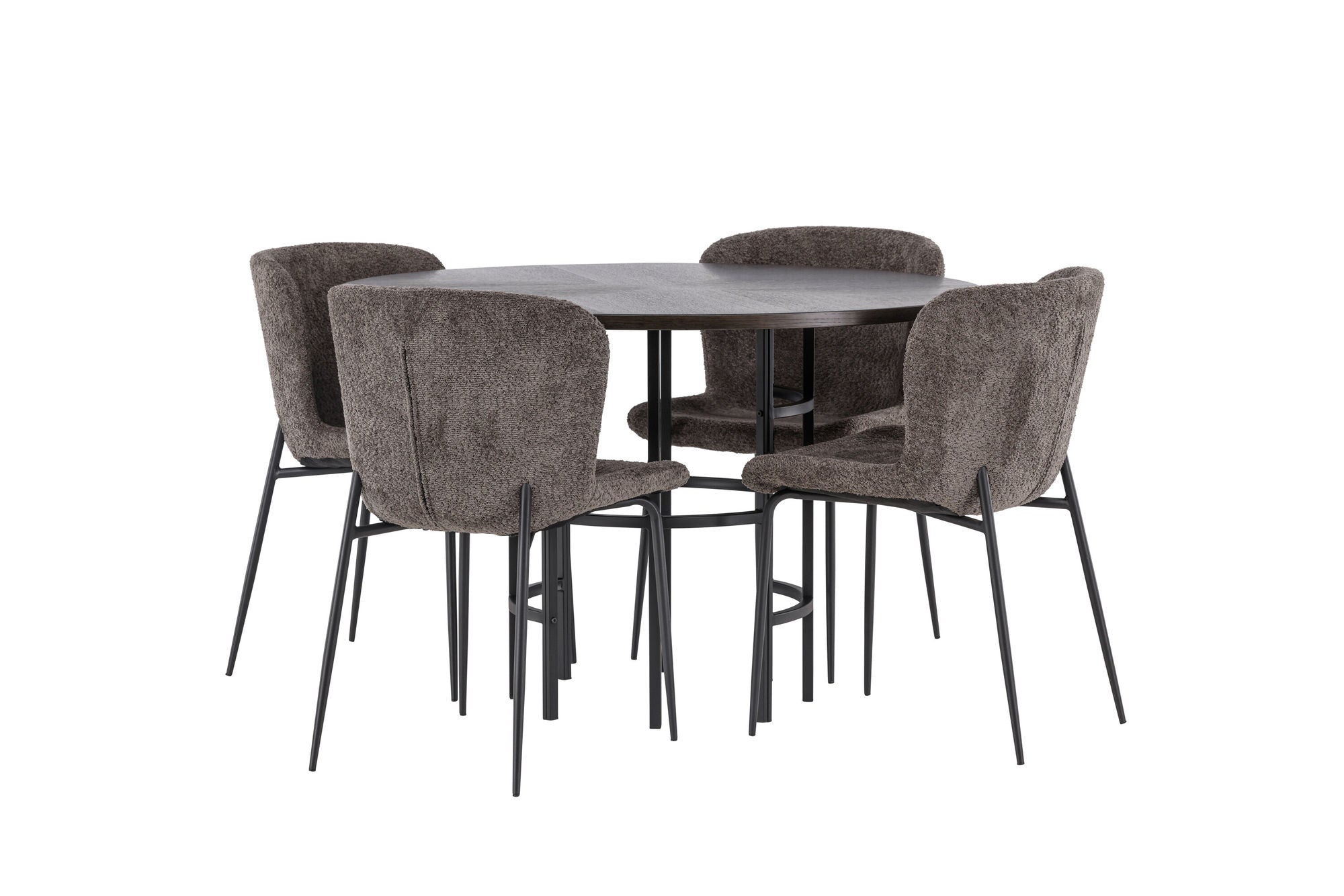 Venture Home Copenhagen spisebord - Black / Mocca Veneer +Modesto Spisebordsstol - Grey / Smoked Black Boucle _4