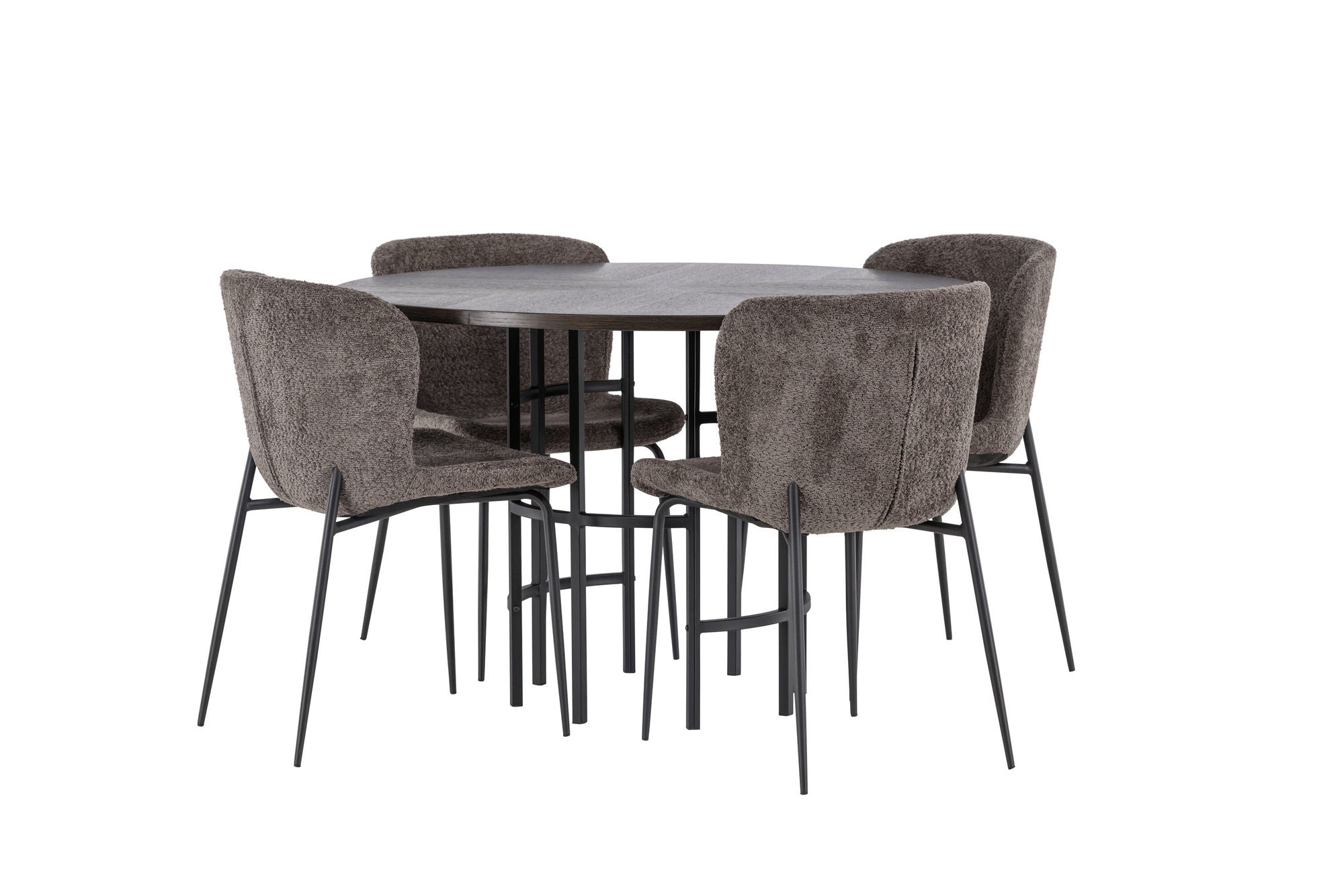 Venture Home Copenhagen spisebord - Black / Mocca Veneer +Modesto Spisebordsstol - Grey / Smoked Black Boucle _4