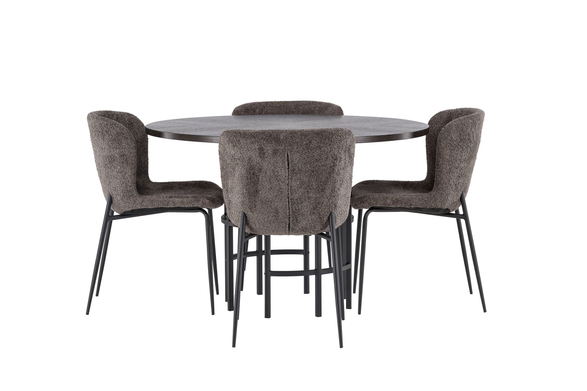 Venture Home Copenhagen spisebord - Black / Mocca Veneer +Modesto Spisebordsstol - Grey / Smoked Black Boucle _4