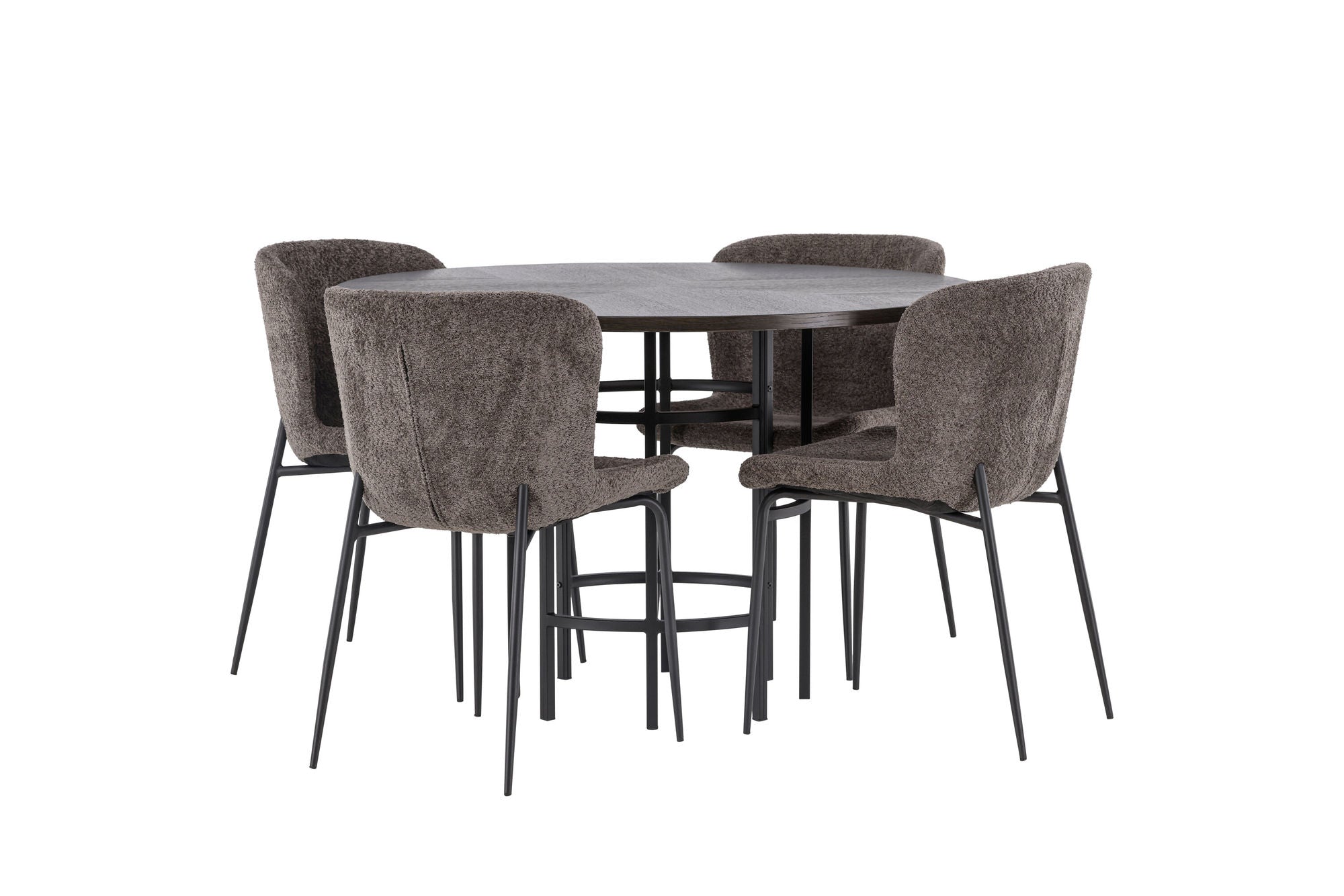 Venture Home Copenhagen spisebord - Black / Mocca Veneer +Modesto Spisebordsstol - Grey / Smoked Black Boucle _4