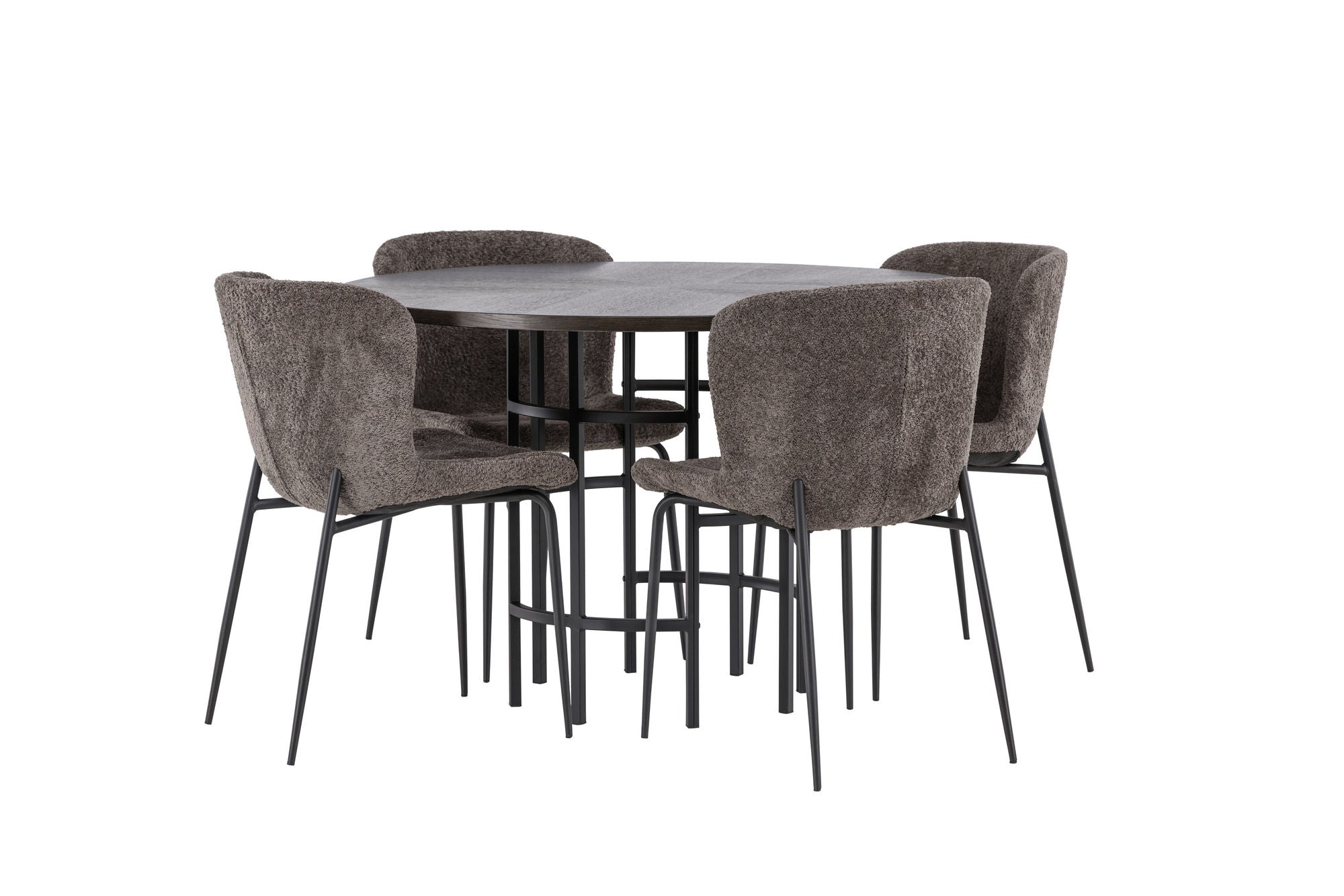 Venture Home Copenhagen spisebord - Black / Mocca Veneer +Modesto Spisebordsstol - Grey / Smoked Black Boucle _4