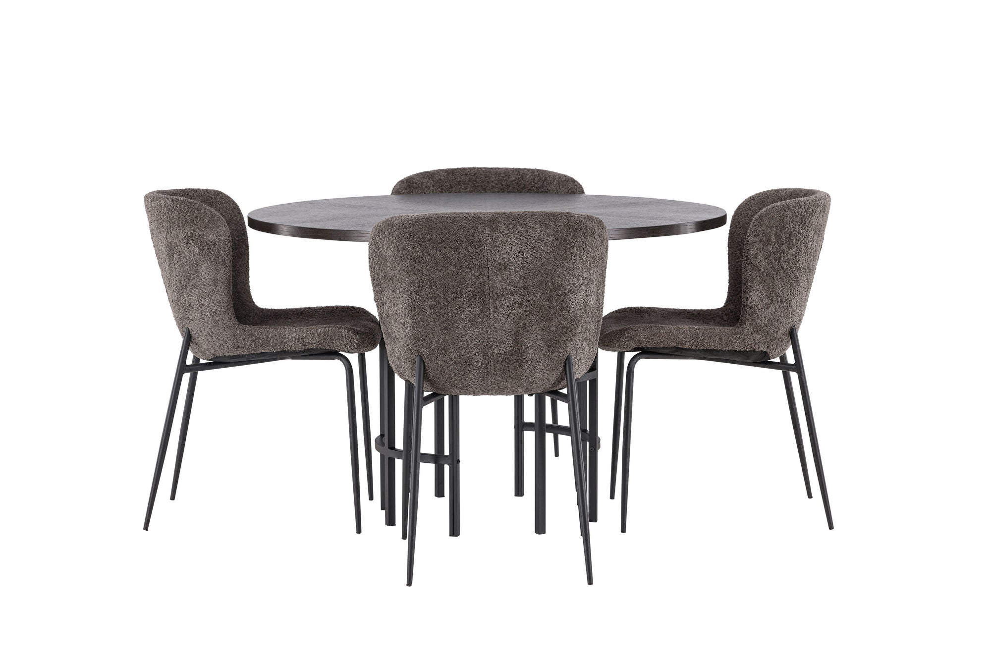Venture Home Copenhagen spisebord - Black / Mocca Veneer +Modesto Spisebordsstol - Grey / Smoked Black Boucle _4