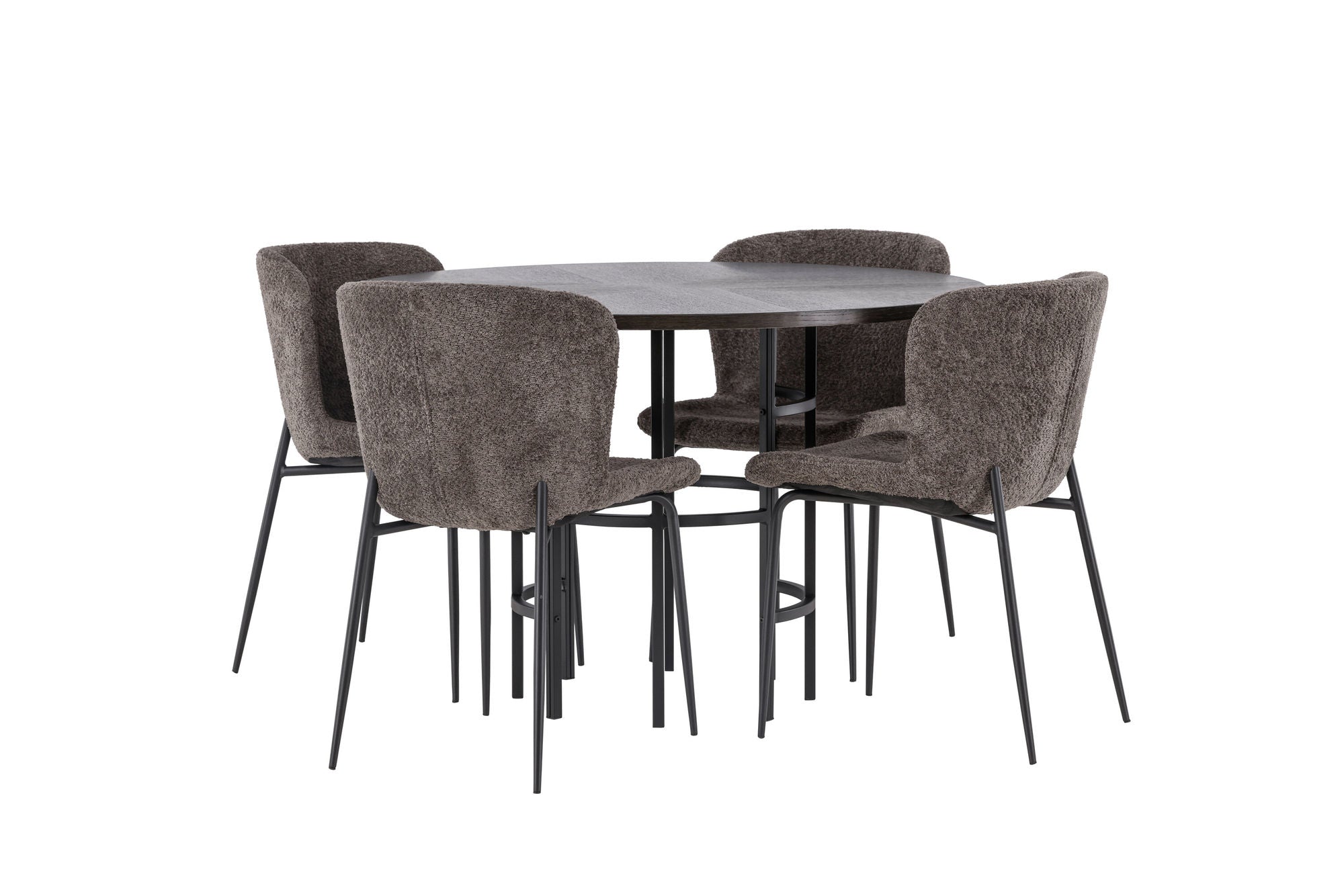 Venture Home Copenhagen spisebord - Black / Mocca Veneer +Modesto Spisebordsstol - Grey / Smoked Black Boucle _4