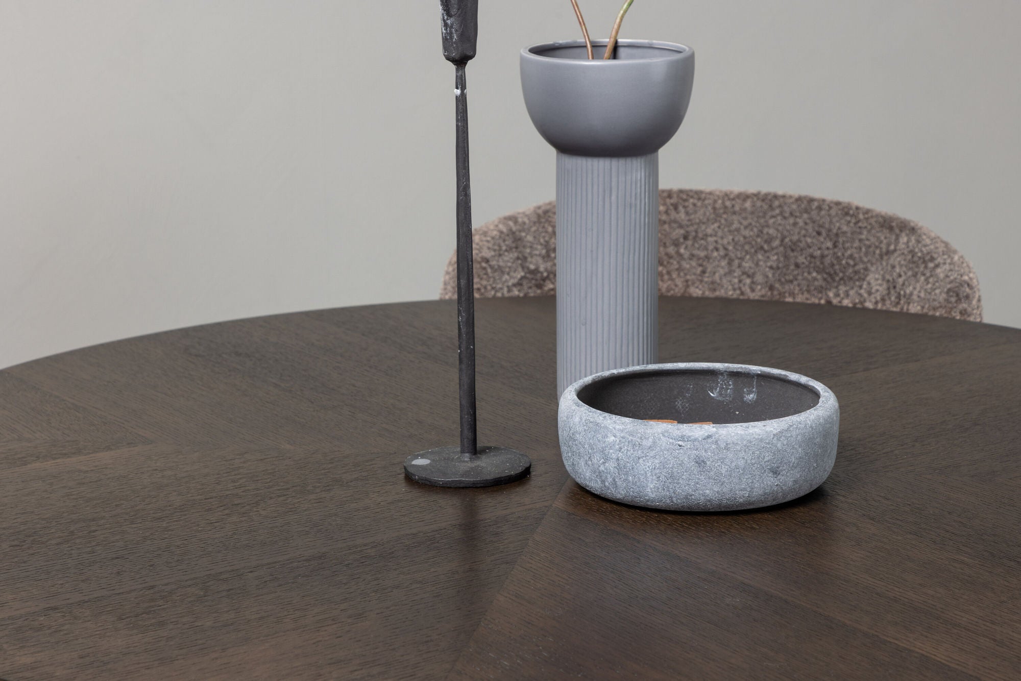 Venture Home Copenhagen spisebord - Black / Mocca Veneer +Modesto Spisebordsstol - Grey / Smoked Black Boucle _4