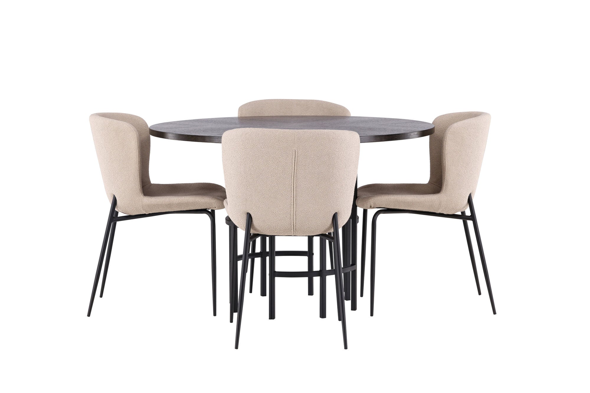 Venture Home Copenhagen spisebord - Black / Mocca Veneer +Modesto Spisebordsstol - Beige / Beige Boucle _4