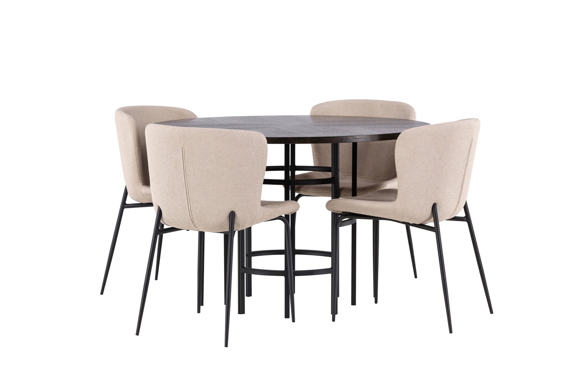 Venture Home Copenhagen spisebord - Black / Mocca Veneer +Modesto Spisebordsstol - Beige / Beige Boucle _4