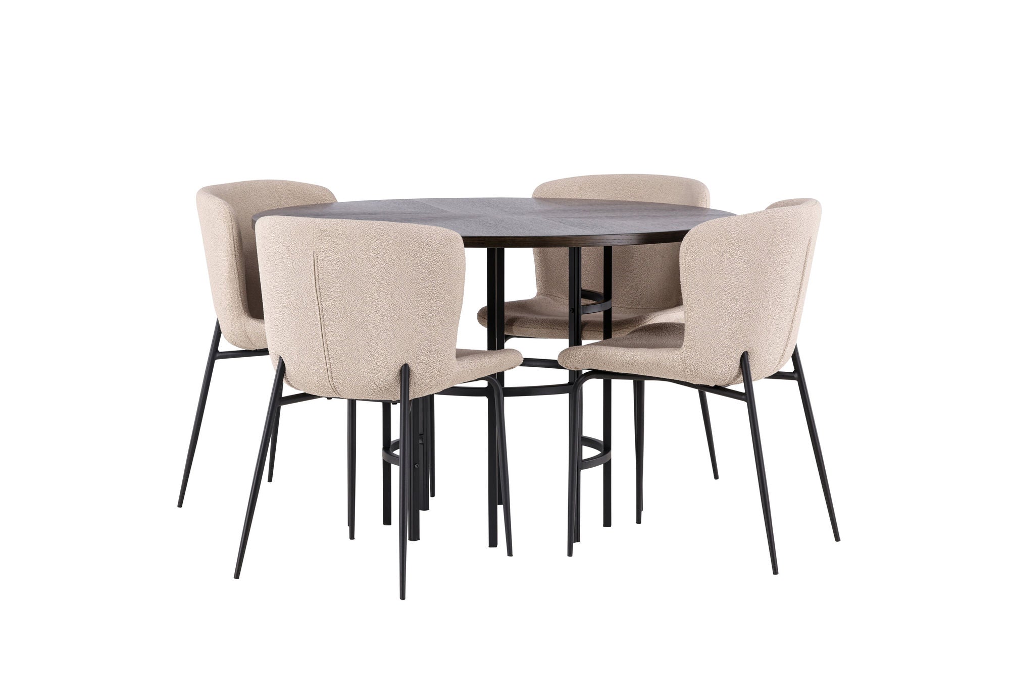 Venture Home Copenhagen spisebord - Black / Mocca Veneer +Modesto Spisebordsstol - Beige / Beige Boucle _4