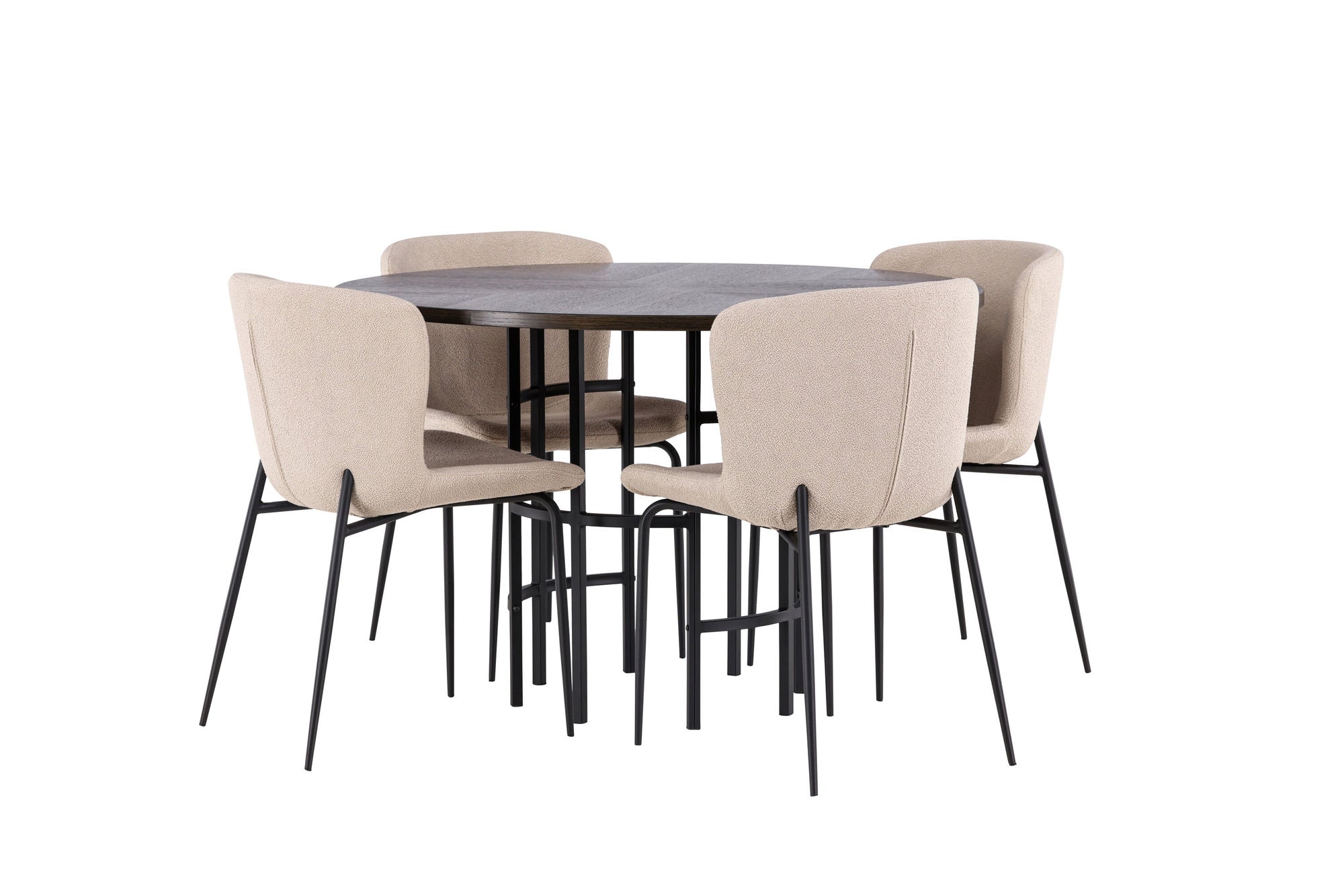 Venture Home Copenhagen spisebord - Black / Mocca Veneer +Modesto Spisebordsstol - Beige / Beige Boucle _4