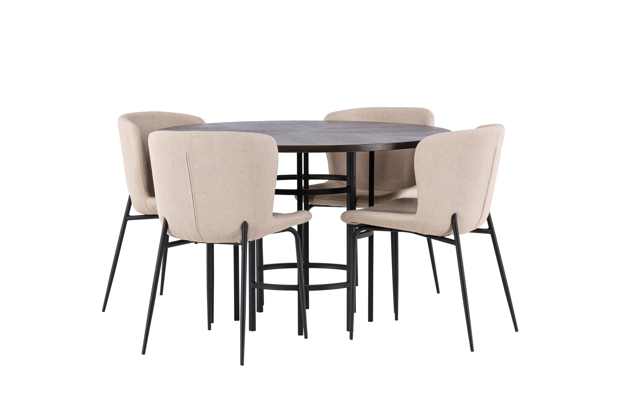 Venture Home Copenhagen spisebord - Black / Mocca Veneer +Modesto Spisebordsstol - Beige / Beige Boucle _4