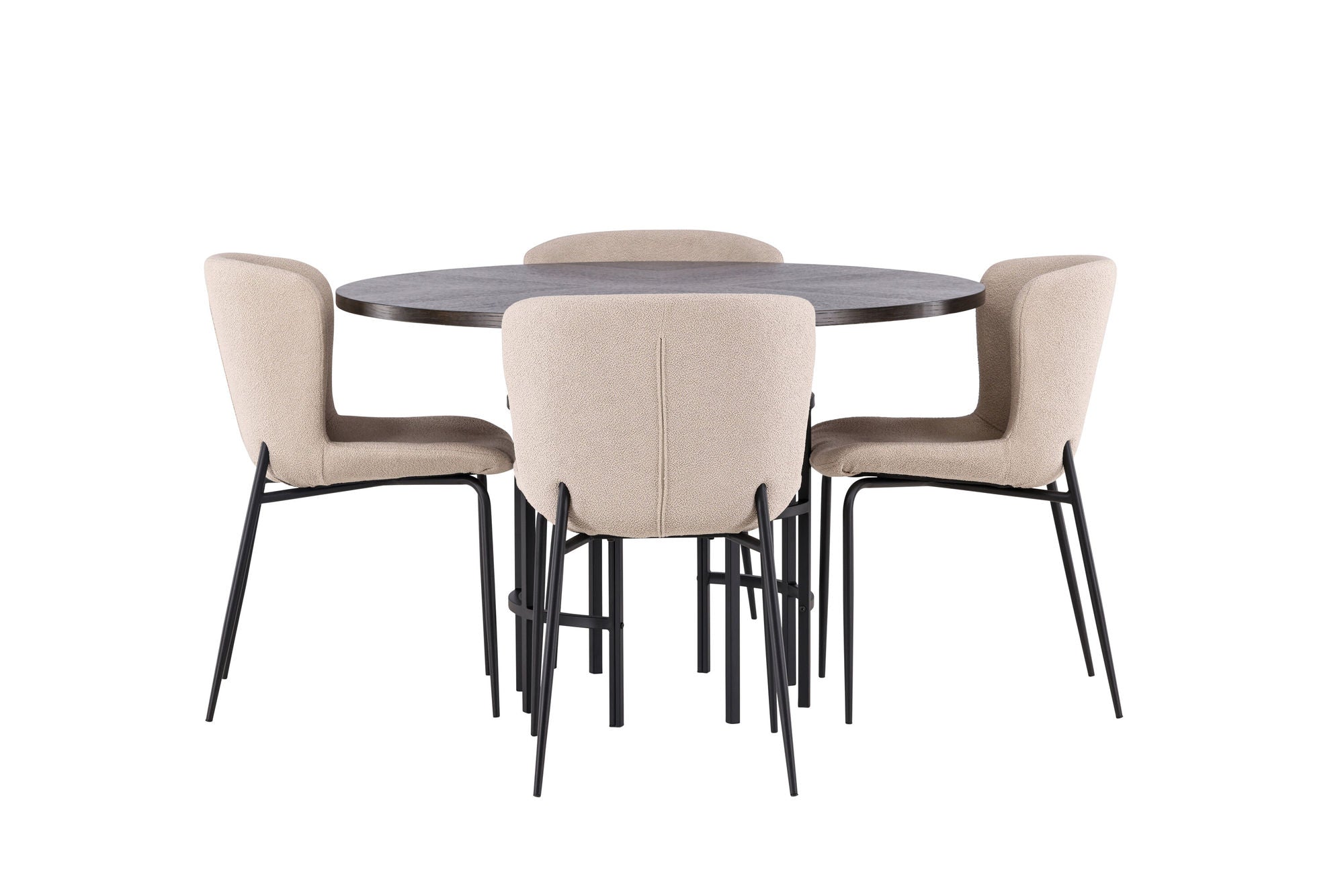 Venture Home Copenhagen spisebord - Black / Mocca Veneer +Modesto Spisebordsstol - Beige / Beige Boucle _4