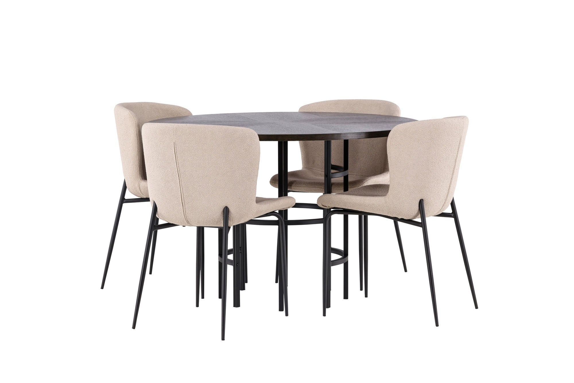 Venture Home Copenhagen spisebord - Black / Mocca Veneer +Modesto Spisebordsstol - Beige / Beige Boucle _4