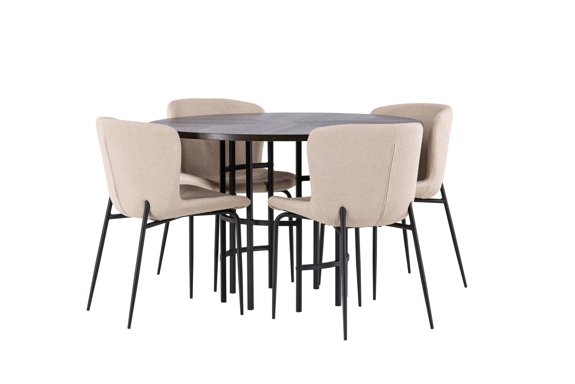 Venture Home Copenhagen spisebord - Black / Mocca Veneer +Modesto Spisebordsstol - Beige / Beige Boucle _4