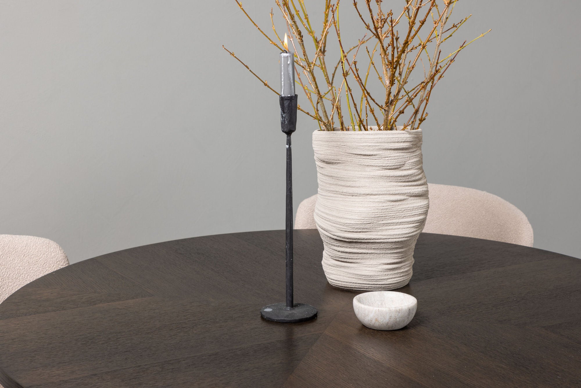 Venture Home Copenhagen spisebord - Black / Mocca Veneer +Modesto Spisebordsstol - Beige / Beige Boucle _4