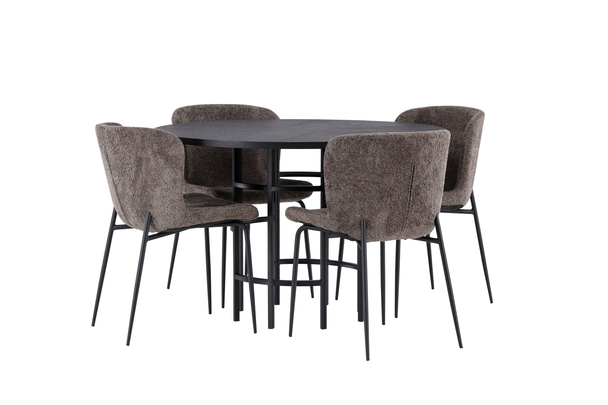 Venture Home Copenhagen spisebord - Black / Black Veneer +Modesto Spisebordsstol - Grey / Smoked Black Boucle _4
