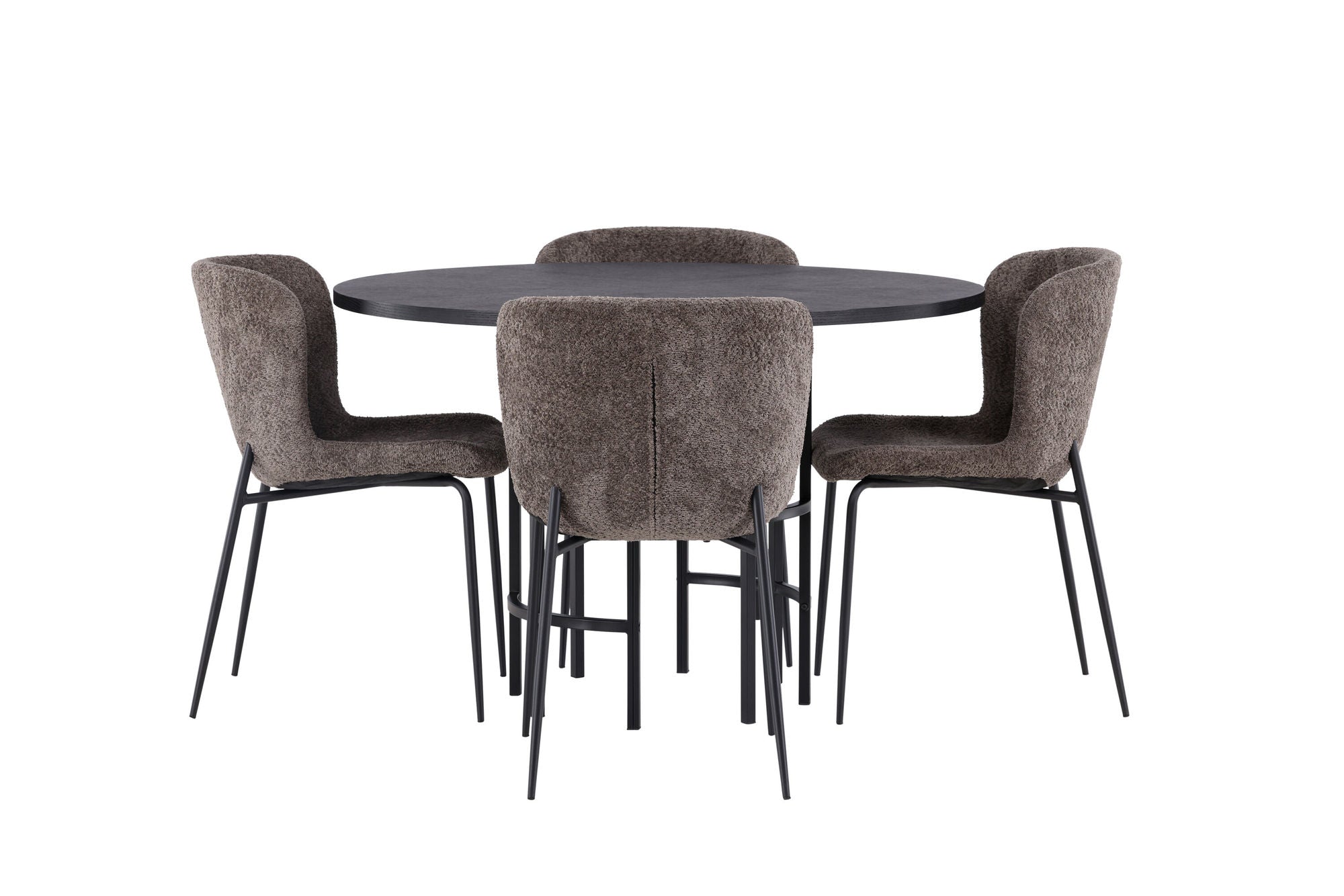 Venture Home Copenhagen spisebord - Black / Black Veneer +Modesto Spisebordsstol - Grey / Smoked Black Boucle _4