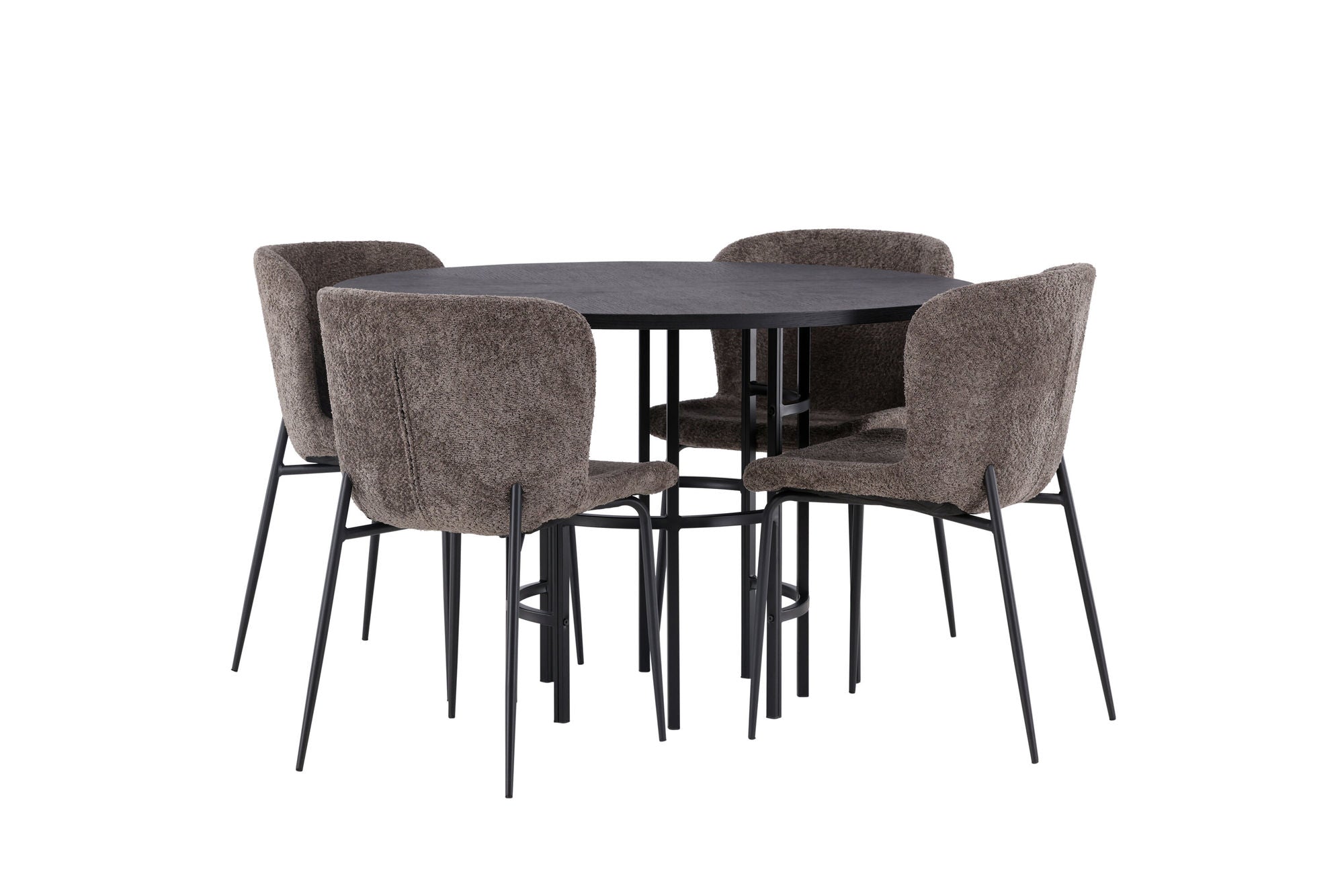 Venture Home Copenhagen spisebord - Black / Black Veneer +Modesto Spisebordsstol - Grey / Smoked Black Boucle _4
