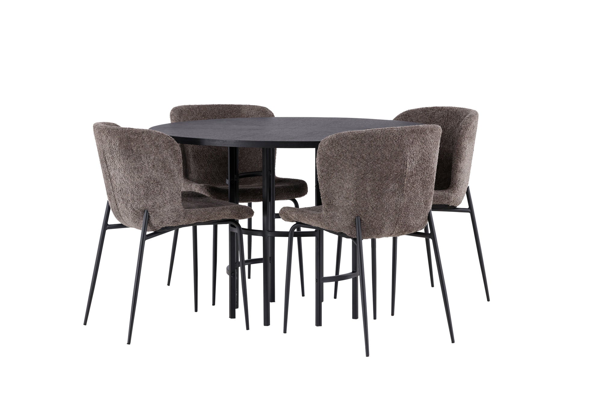 Venture Home Copenhagen spisebord - Black / Black Veneer +Modesto Spisebordsstol - Grey / Smoked Black Boucle _4
