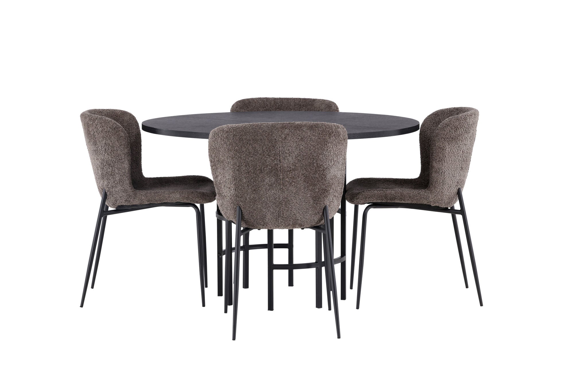 Venture Home Copenhagen spisebord - Black / Black Veneer +Modesto Spisebordsstol - Grey / Smoked Black Boucle _4