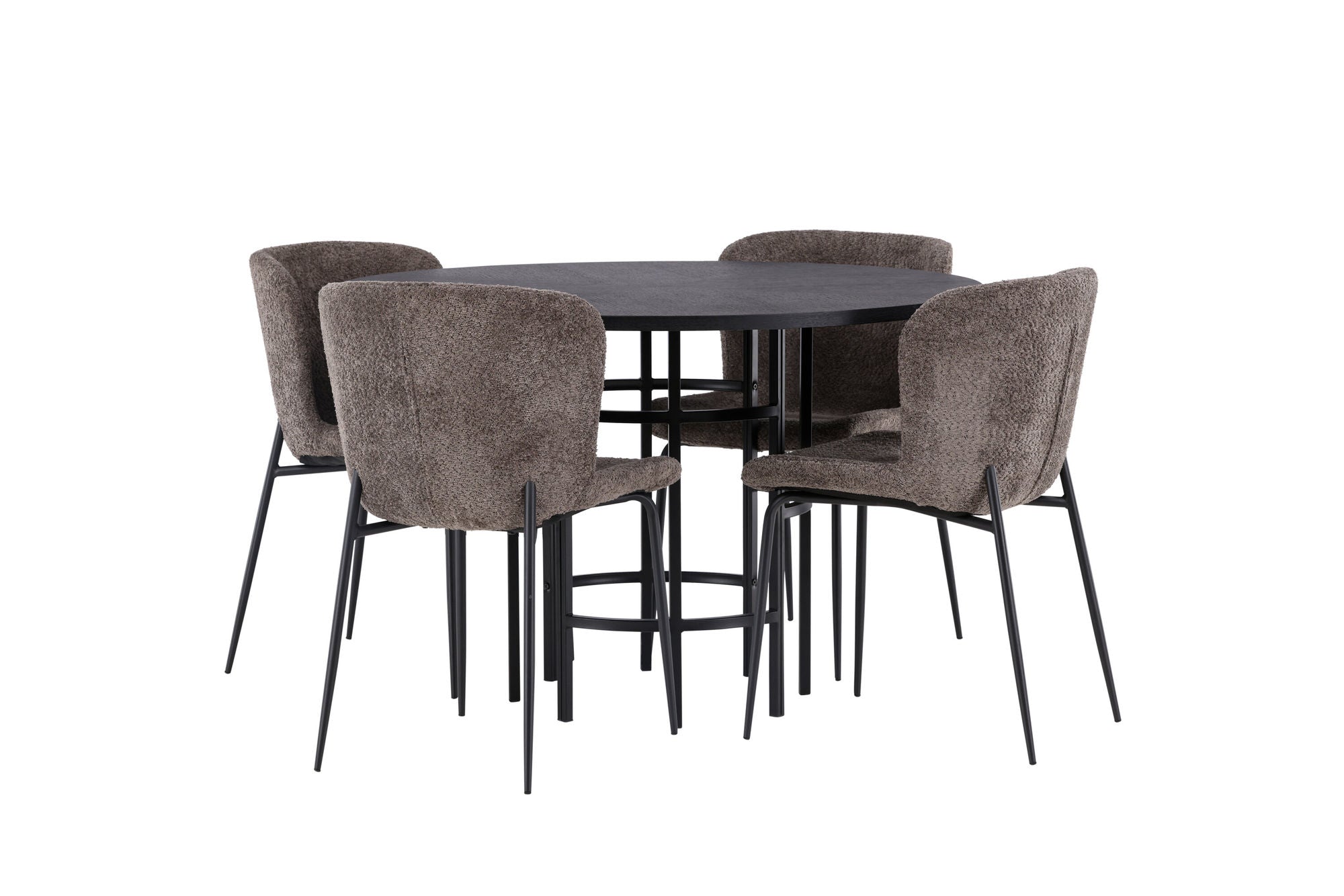Venture Home Copenhagen spisebord - Black / Black Veneer +Modesto Spisebordsstol - Grey / Smoked Black Boucle _4