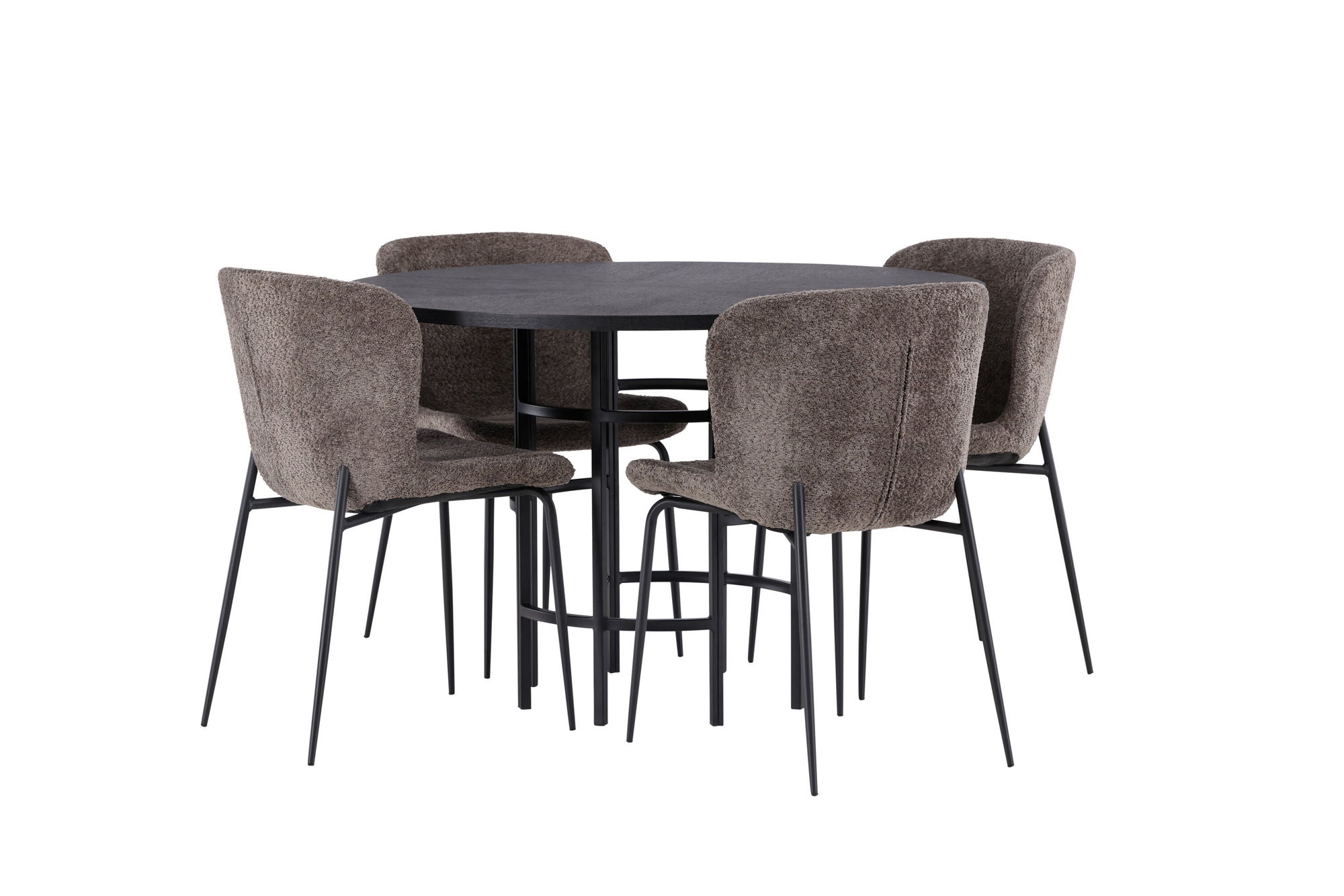 Venture Home Copenhagen spisebord - Black / Black Veneer +Modesto Spisebordsstol - Grey / Smoked Black Boucle _4