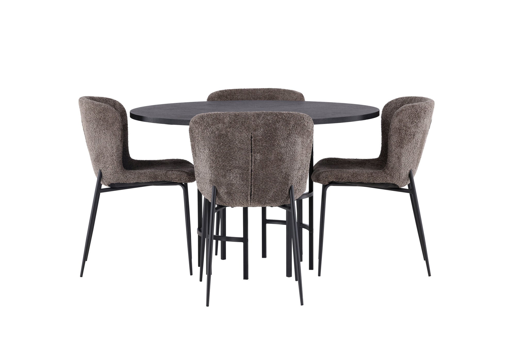 Venture Home Copenhagen spisebord - Black / Black Veneer +Modesto Spisebordsstol - Grey / Smoked Black Boucle _4