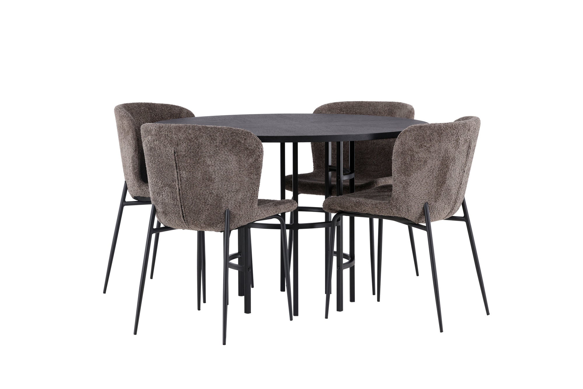 Venture Home Copenhagen spisebord - Black / Black Veneer +Modesto Spisebordsstol - Grey / Smoked Black Boucle _4