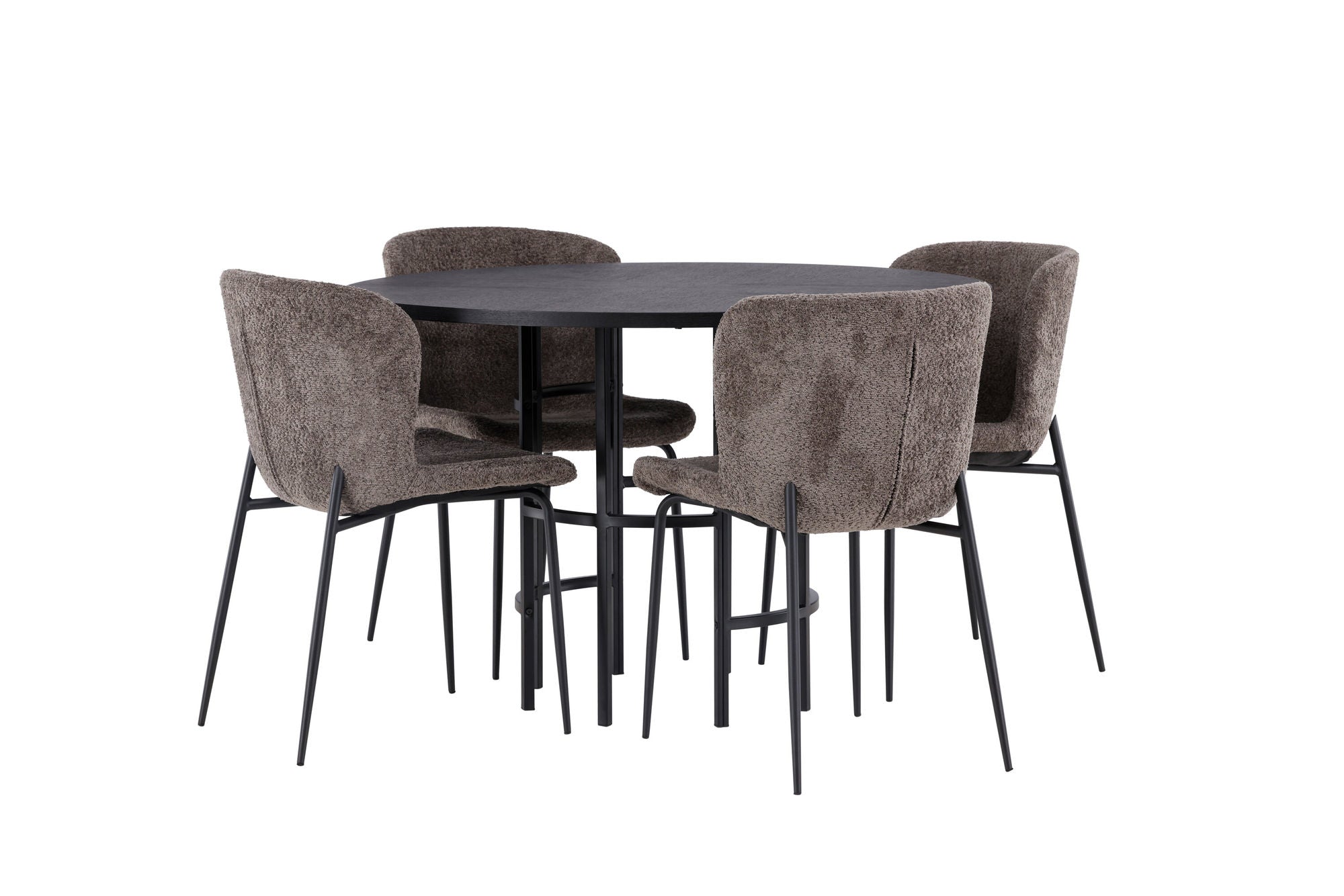 Venture Home Copenhagen spisebord - Black / Black Veneer +Modesto Spisebordsstol - Grey / Smoked Black Boucle _4