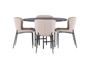 Venture Home Copenhagen spisebord - Black / Black Veneer +Modesto Spisebordsstol - Beige / Beige Boucle _4