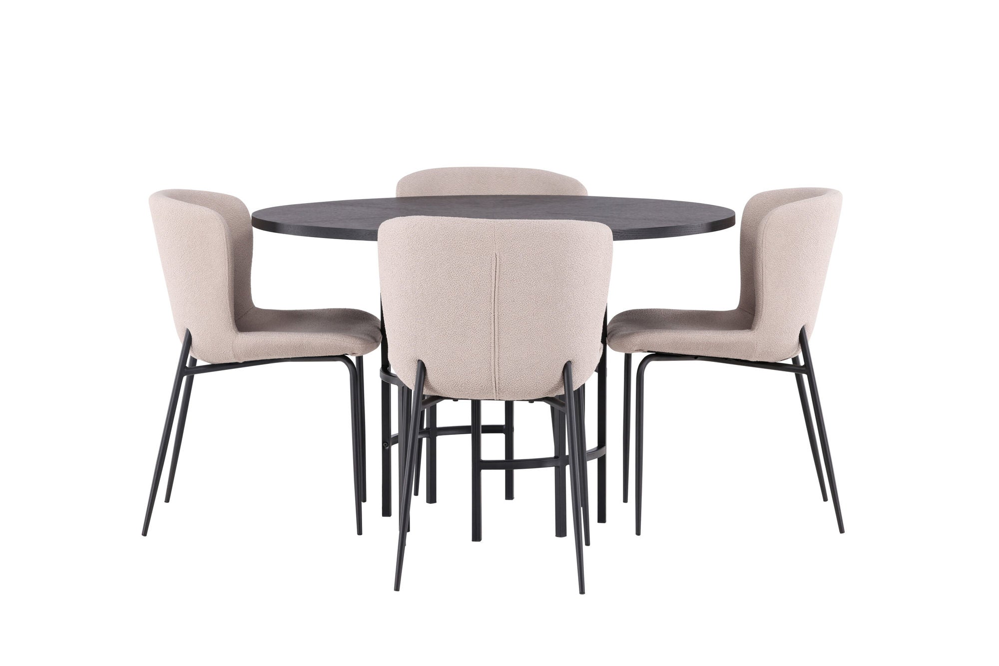 Venture Home Copenhagen spisebord - Black / Black Veneer +Modesto Spisebordsstol - Beige / Beige Boucle _4