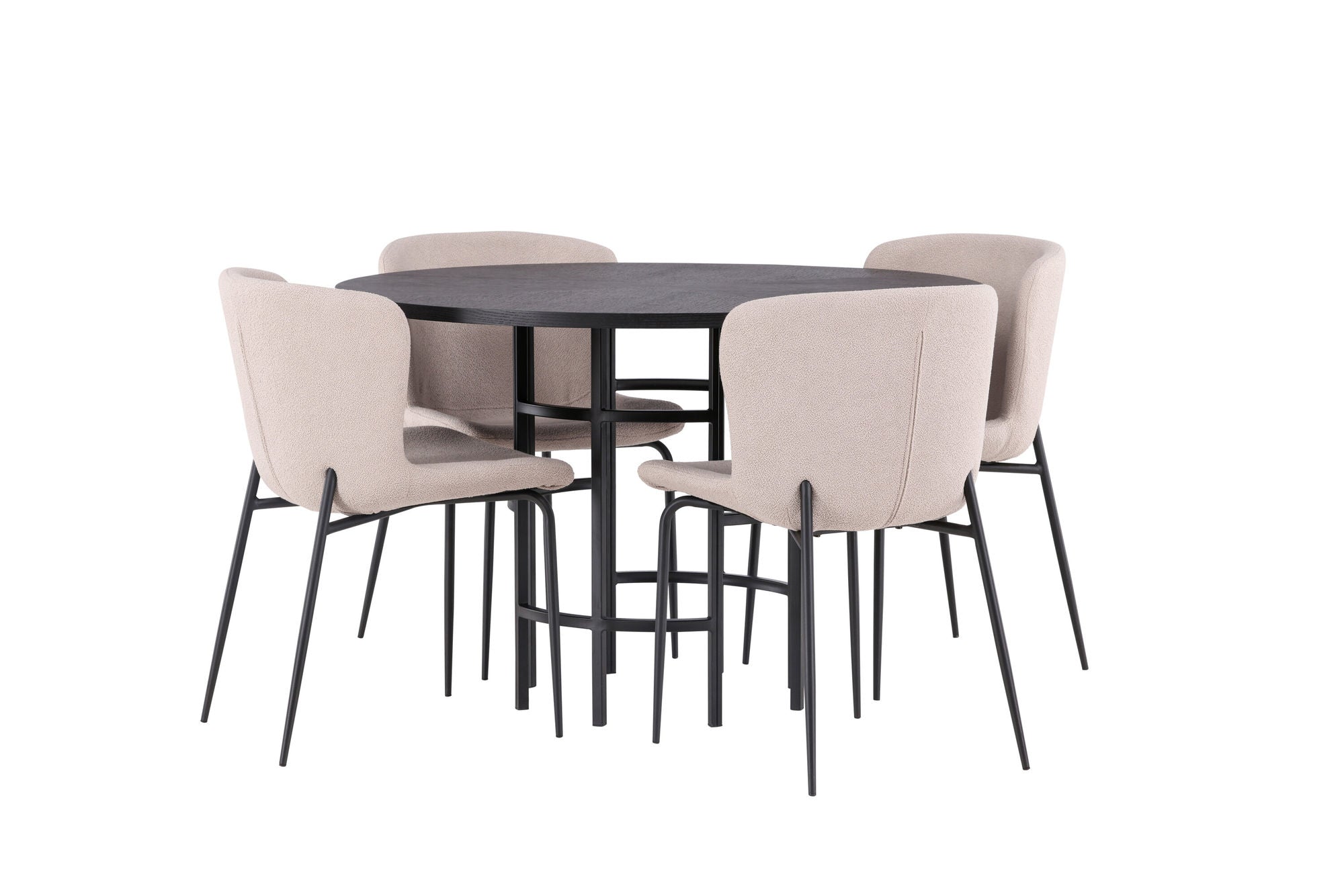 Venture Home Copenhagen spisebord - Black / Black Veneer +Modesto Spisebordsstol - Beige / Beige Boucle _4