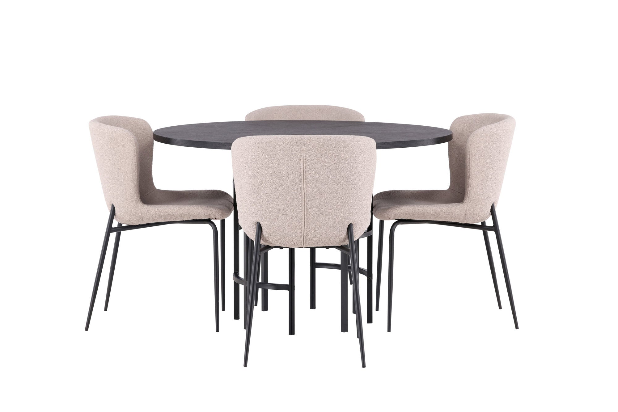 Venture Home Copenhagen spisebord - Black / Black Veneer +Modesto Spisebordsstol - Beige / Beige Boucle _4