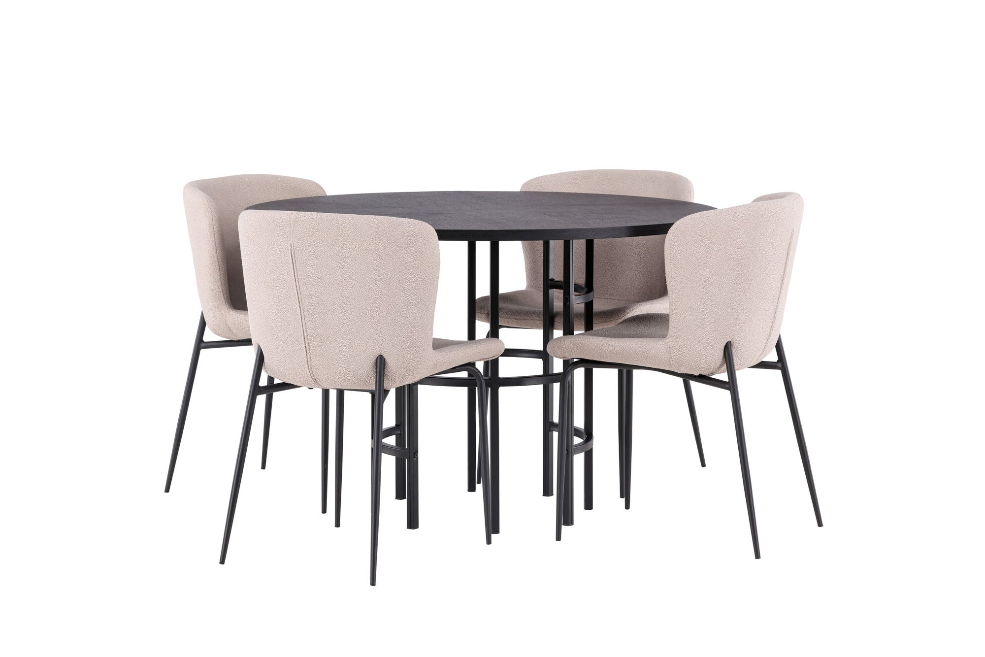 Venture Home Copenhagen spisebord - Black / Black Veneer +Modesto Spisebordsstol - Beige / Beige Boucle _4