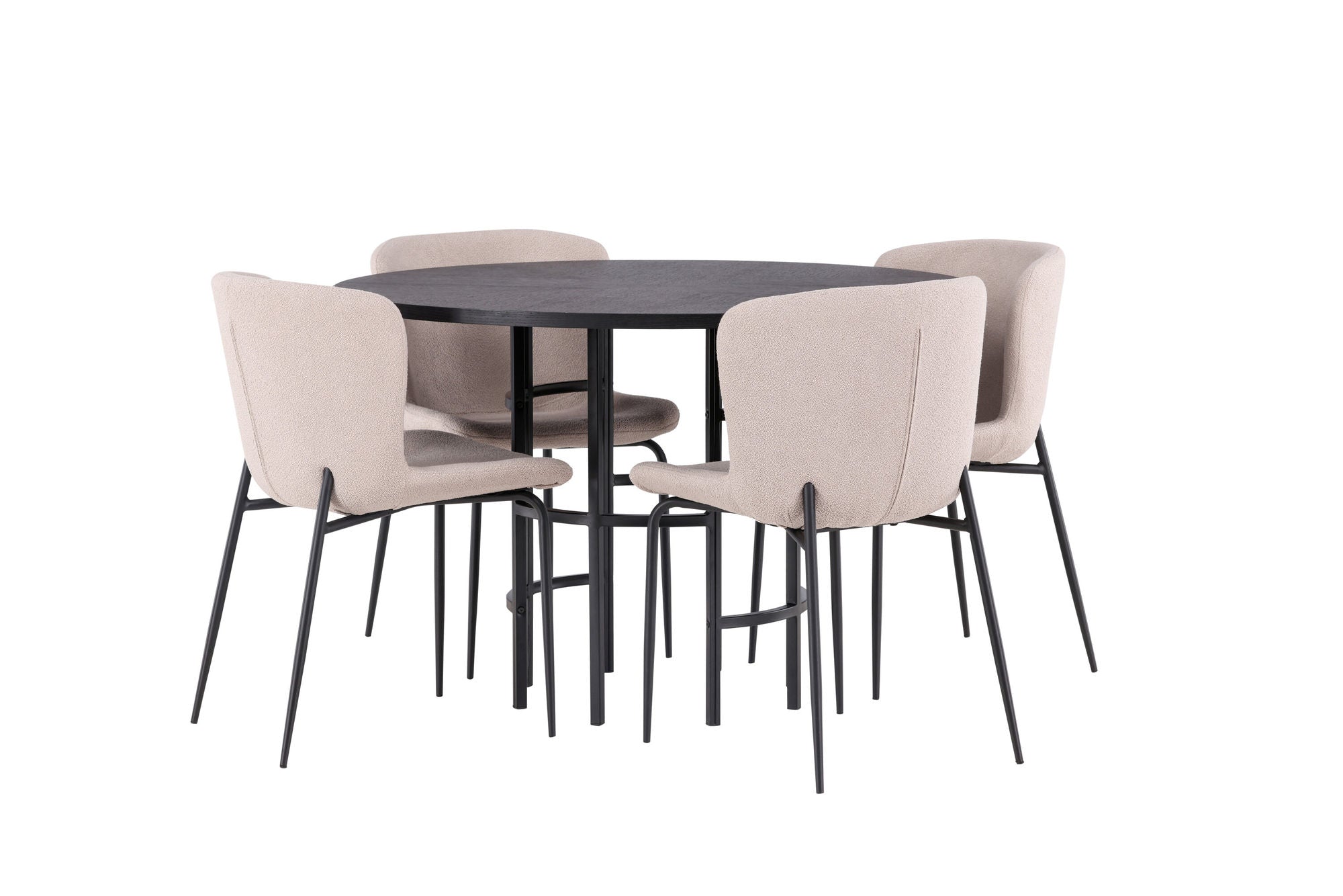 Venture Home Copenhagen spisebord - Black / Black Veneer +Modesto Spisebordsstol - Beige / Beige Boucle _4
