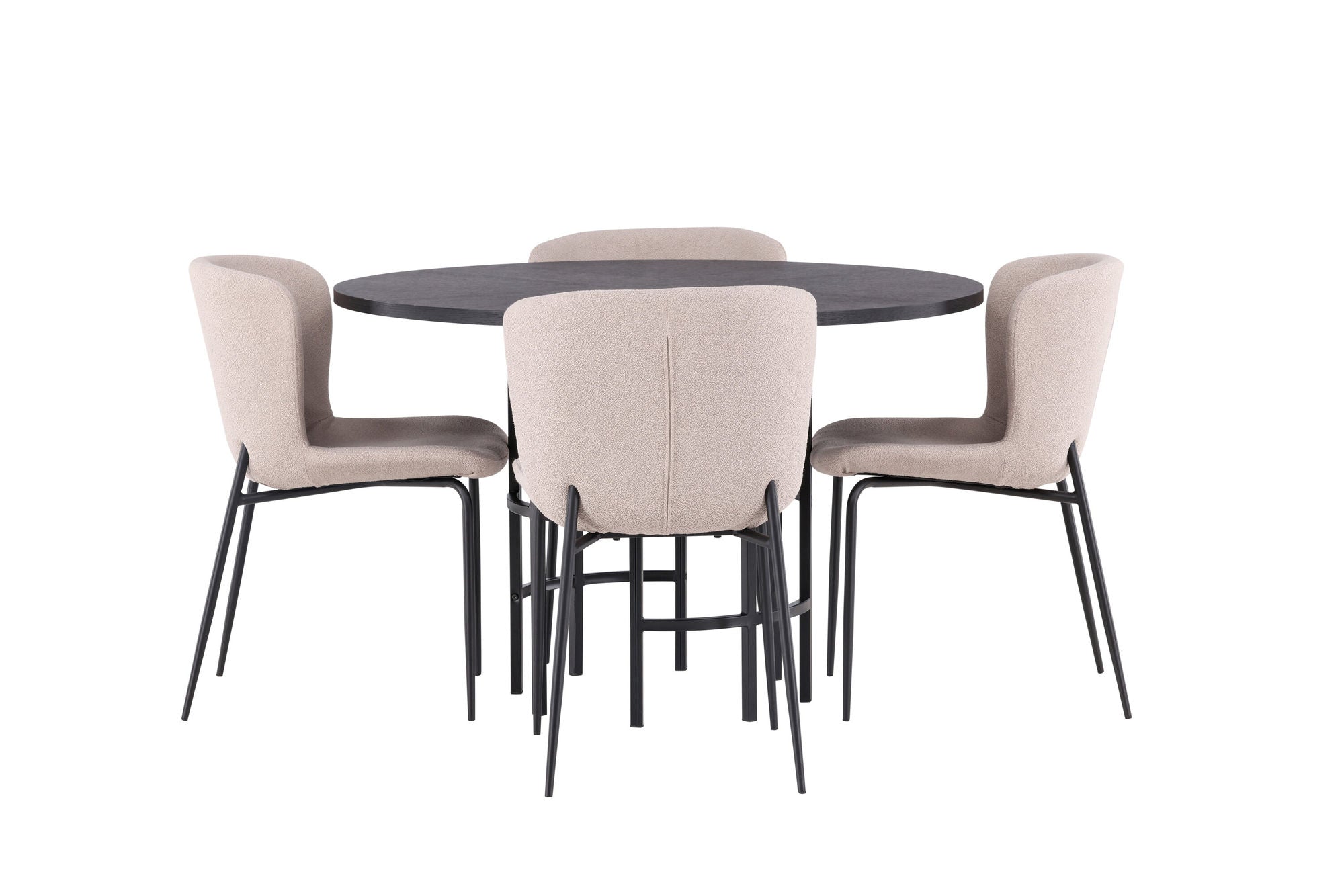 Venture Home Copenhagen spisebord - Black / Black Veneer +Modesto Spisebordsstol - Beige / Beige Boucle _4