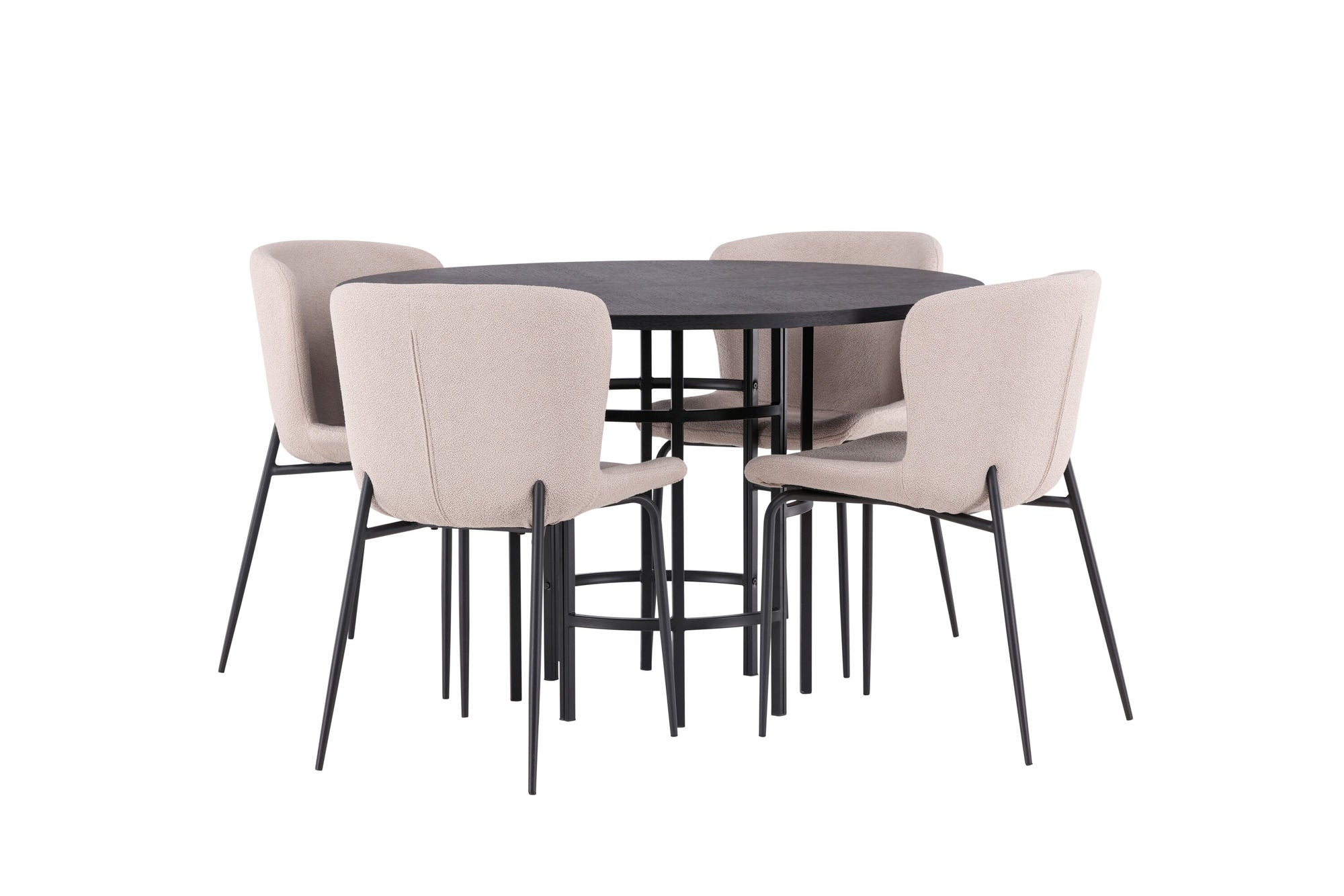 Venture Home Copenhagen spisebord - Black / Black Veneer +Modesto Spisebordsstol - Beige / Beige Boucle _4