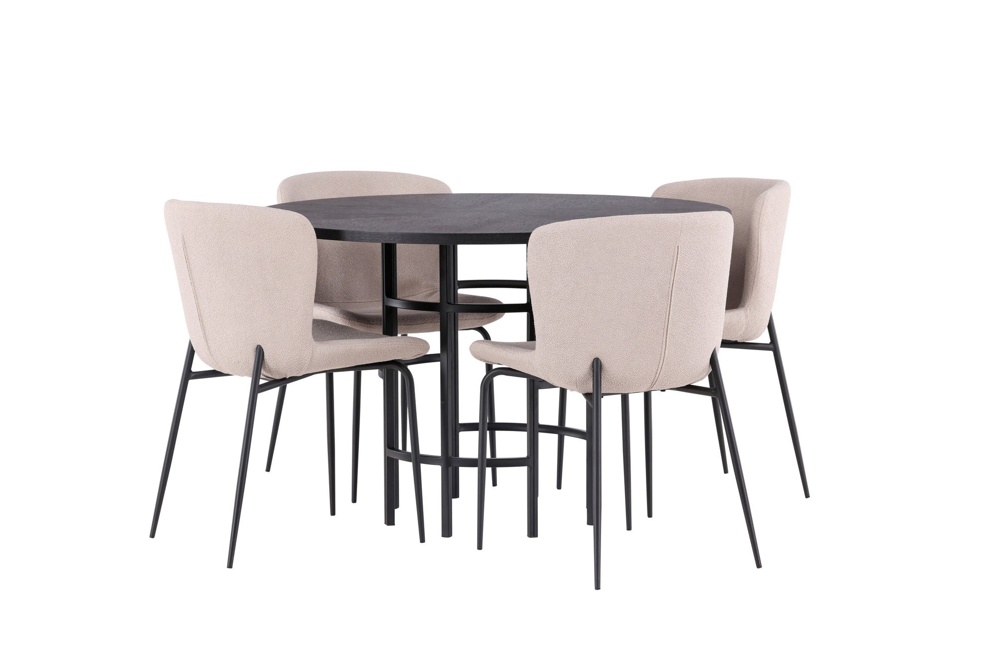 Venture Home Copenhagen spisebord - Black / Black Veneer +Modesto Spisebordsstol - Beige / Beige Boucle _4