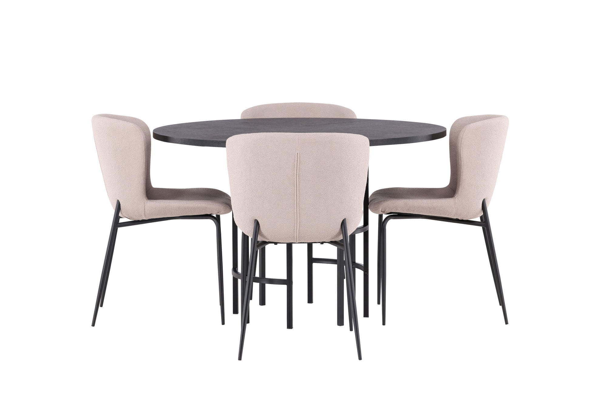 Venture Home Copenhagen spisebord - Black / Black Veneer +Modesto Spisebordsstol - Beige / Beige Boucle _4