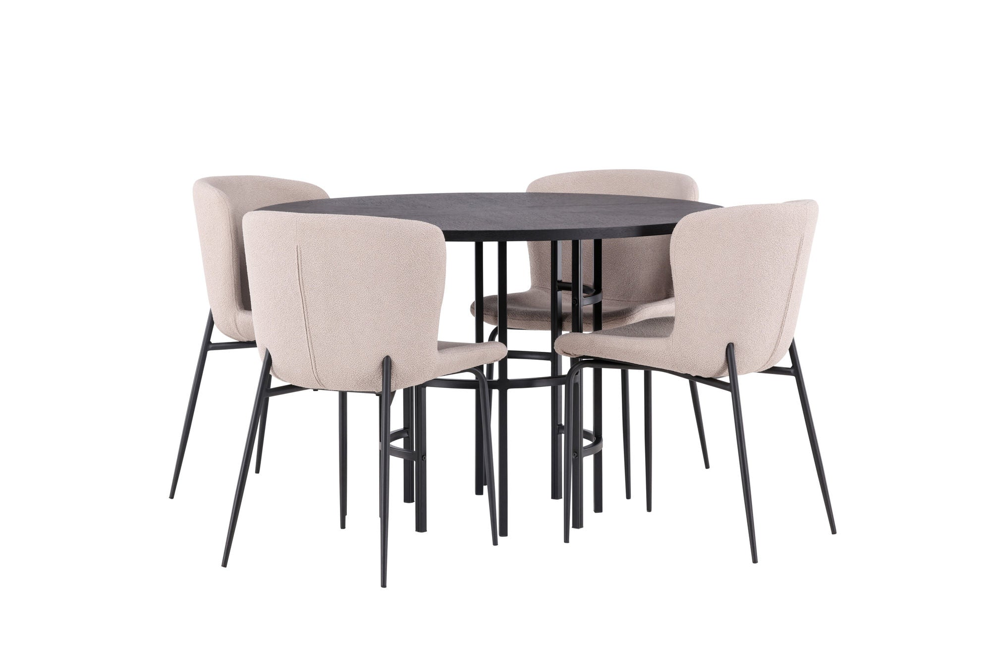 Venture Home Copenhagen spisebord - Black / Black Veneer +Modesto Spisebordsstol - Beige / Beige Boucle _4