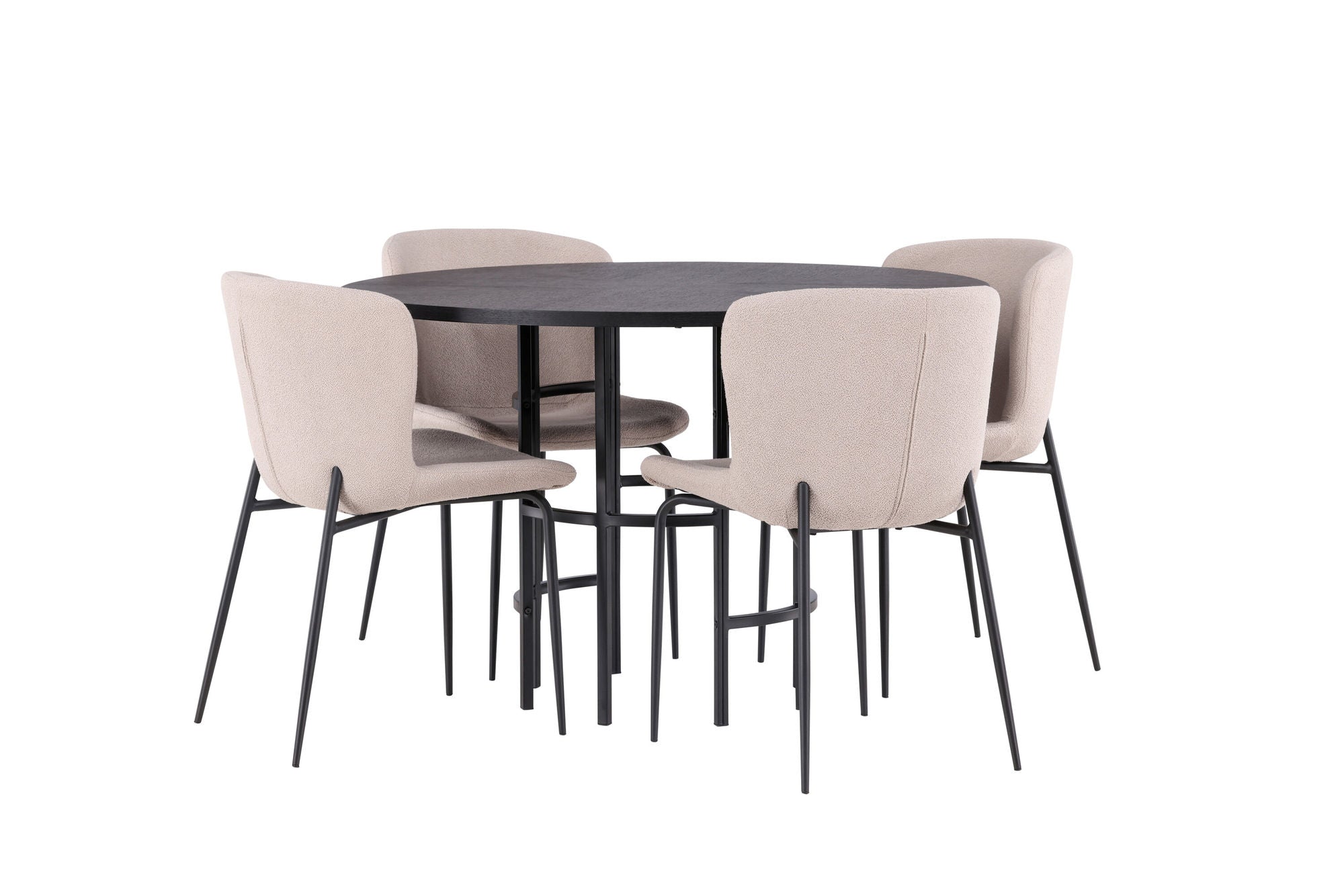 Venture Home Copenhagen spisebord - Black / Black Veneer +Modesto Spisebordsstol - Beige / Beige Boucle _4