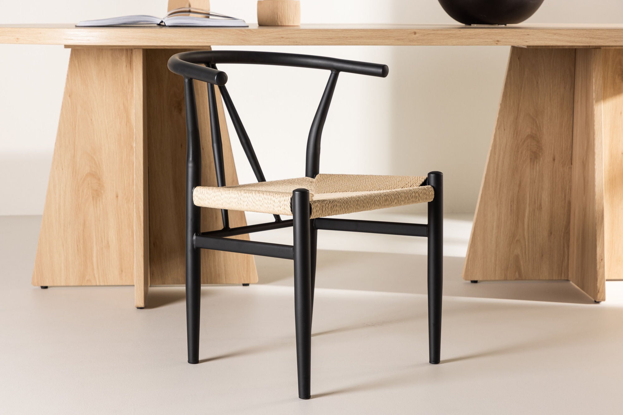 Venture Home Alfons Spisebordsstol - Black / Beige Rope