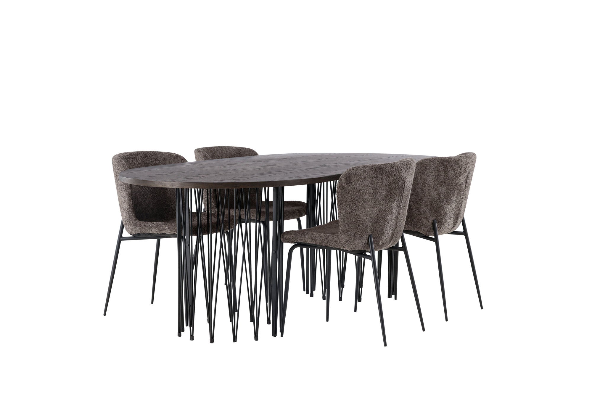 Venture Home Stone oval spisebord - Black / Mocca Veneer +Modesto Spisebordsstol - Grey / Smoked Black Boucle _4