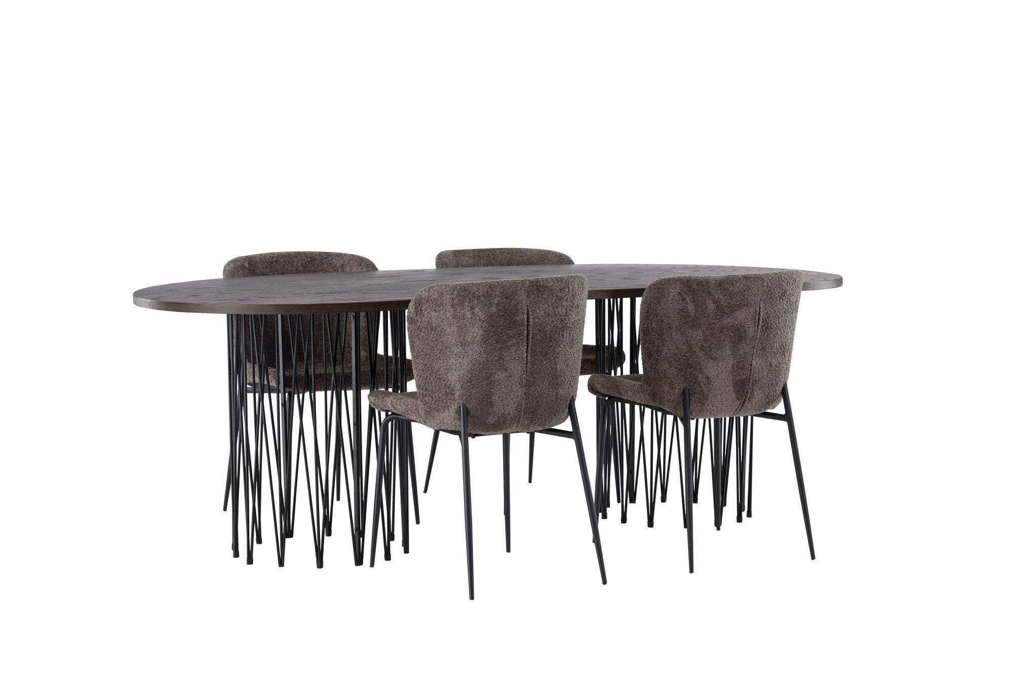 Venture Home Stone oval spisebord - Black / Mocca Veneer +Modesto Spisebordsstol - Grey / Smoked Black Boucle _4