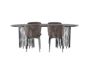 Venture Home Stone oval spisebord - Black / Mocca Veneer +Modesto Spisebordsstol - Grey / Smoked Black Boucle _4