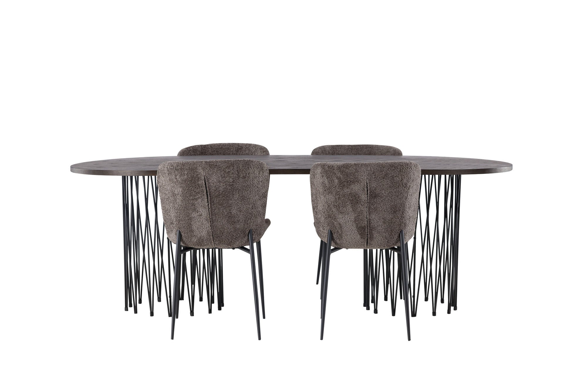 Venture Home Stone oval spisebord - Black / Mocca Veneer +Modesto Spisebordsstol - Grey / Smoked Black Boucle _4